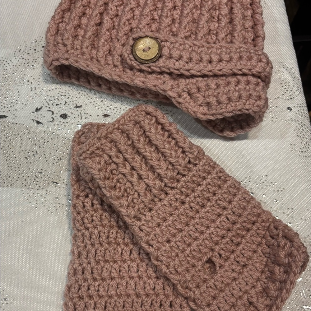 Elegant Crochet Buttoned Hat and Scarf  Laura’s Handmade Set